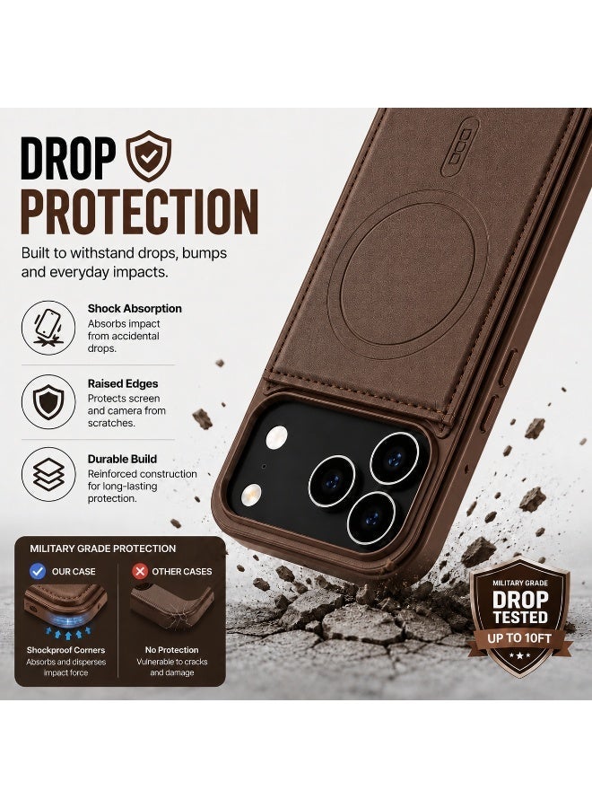 NOVA TECH iPhone 17 Pro Max MagSafe Wallet Case, Premium Leather Flip Cover with Card Holder, RFID Protection & Wireless Charging - Image 4