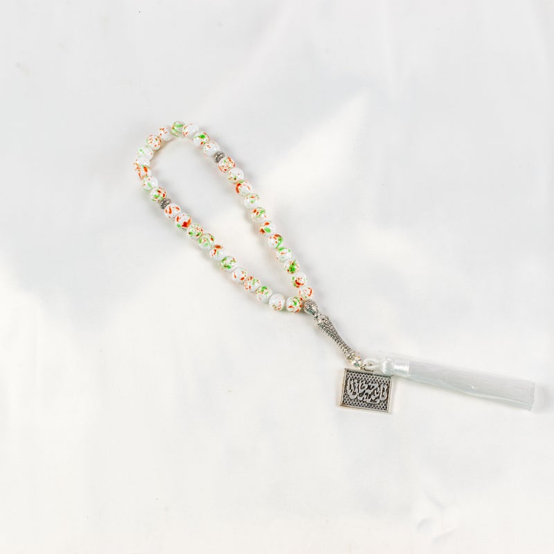 The Black Pearl Accessories Colorful White Alabaster Stone Prayer Bead of 33 Beads - Image 1