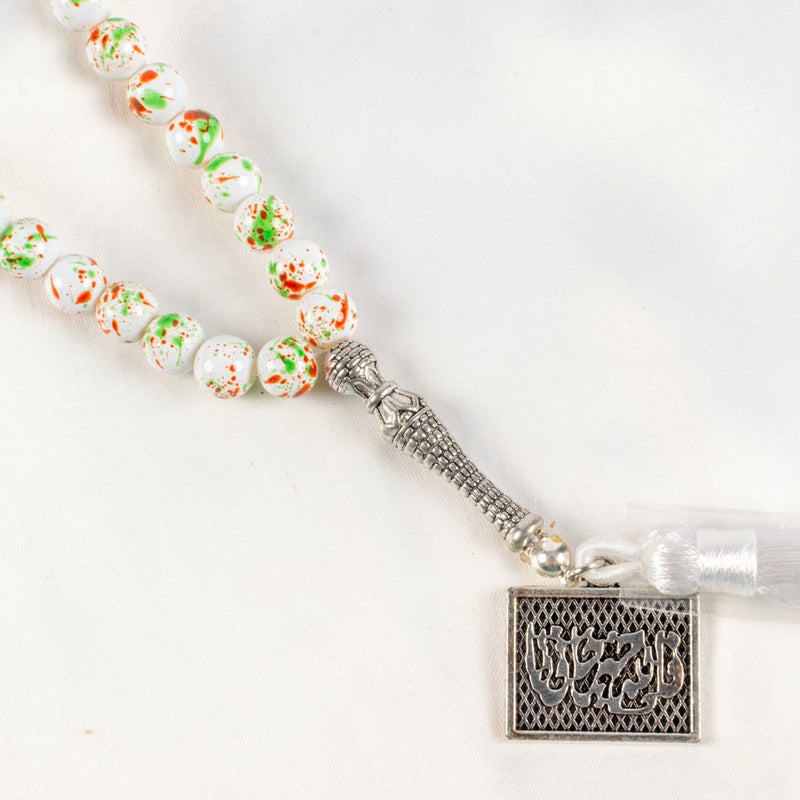 The Black Pearl Accessories Colorful White Alabaster Stone Prayer Bead of 33 Beads - Image 3