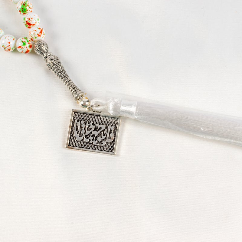 The Black Pearl Accessories Colorful White Alabaster Stone Prayer Bead of 33 Beads - Image 4