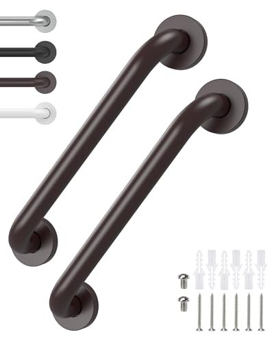 Tesuchan 2 Pack Grab Bars for Wall Oil Brown, Safety Shower Grab Bars for Seniors Elderly Handicapped, Handicap Grab Bars for Shower with Concealed Screws, 12 Inch, Tesuchan - Image 1