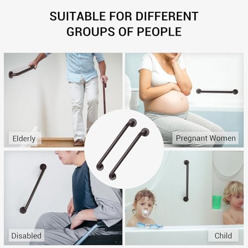 Tesuchan 2 Pack Grab Bars for Wall Oil Brown, Safety Shower Grab Bars for Seniors Elderly Handicapped, Handicap Grab Bars for Shower with Concealed Screws, 12 Inch, Tesuchan - Image 4