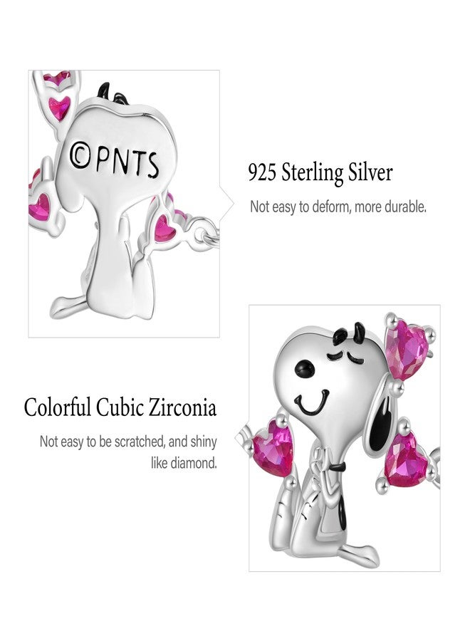 GNOCE Peanuts Snoopy Love Heart Adjustable Bracelet for Her, S925 Sterling Silver Bracelet for Women Fit Bracelet, Halloween Mother's Day Jewelry - Image 5