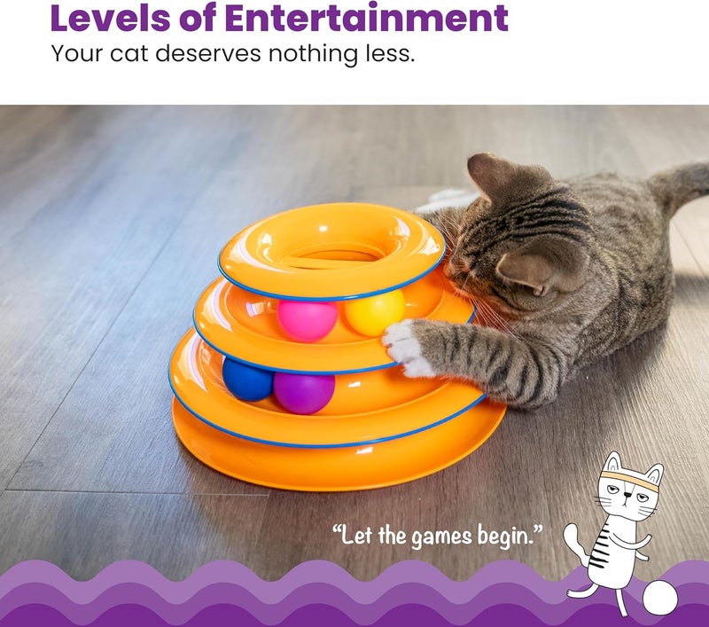Catstages Tower of Tracks Cat Toy – 3 Levels of Interactive Play – Circle Track with Moving Balls Satisfies Kitty’s Hunting, Chasing & Exercising Needs - Image 2