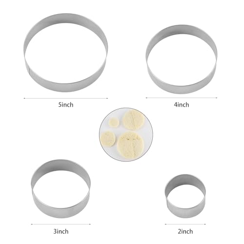 ANCKNE Round Cookie Cutter Set Large - 5 Inch, 4 Inch, 3 Inch, 2 Inch - Geometric Cookie Cutters Shapes Molds - Stainless Steel Homemade Round Biscuit Treats Cutter… - Image 3