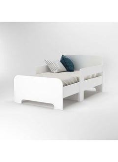 DANUBE HOME Kinder 90X140/170/200 Extendable Kids Bed Comfortable Wooden Bed Strong And Sturdy Modern Design Bed Frame Bedroom Furniture For Kids - White & Sonoma Oak  - Image 1
