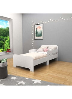DANUBE HOME Kinder 90X140/170/200 Extendable Kids Bed Comfortable Wooden Bed Strong And Sturdy Modern Design Bed Frame Bedroom Furniture For Kids - White & Sonoma Oak  - Image 5