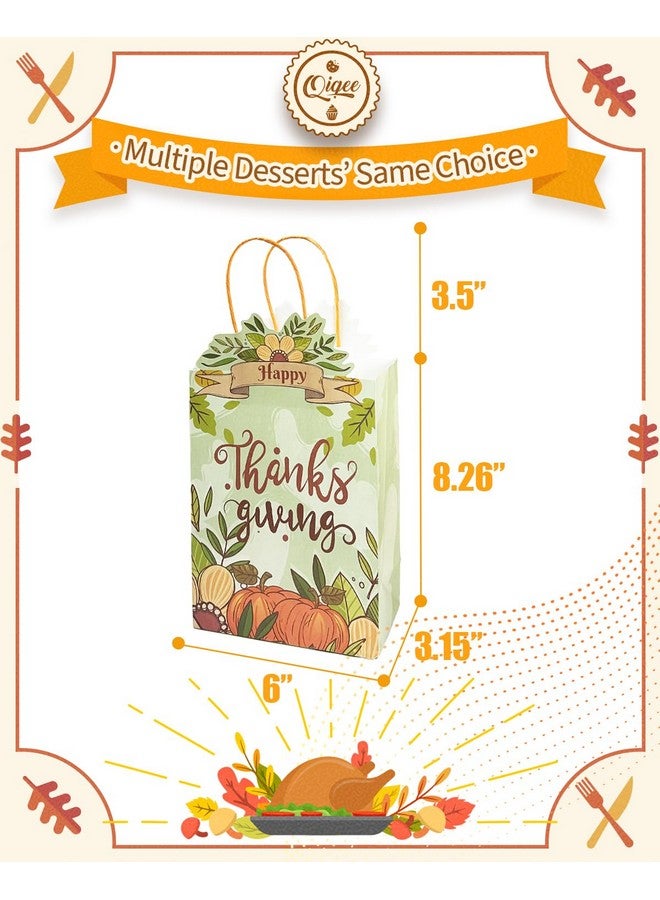 qiqee 24-Packs Thanksgiving Paper Gift Bags with Handles Bulk 8.26×6×3.15 Inch Pumpkin Gift Bags Multiple Uses (Small Size) - Image 4