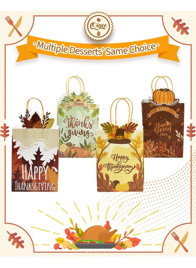 qiqee 24-Packs Thanksgiving Paper Gift Bags with Handles Bulk 8.26×6×3.15 Inch Pumpkin Gift Bags Multiple Uses (Small Size) - Image 5