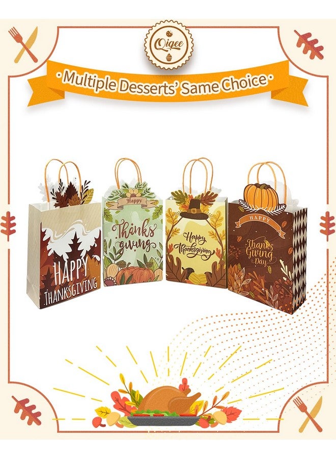 qiqee 24-Packs Thanksgiving Paper Gift Bags with Handles Bulk 8.26×6×3.15 Inch Pumpkin Gift Bags Multiple Uses (Small Size) - Image 3