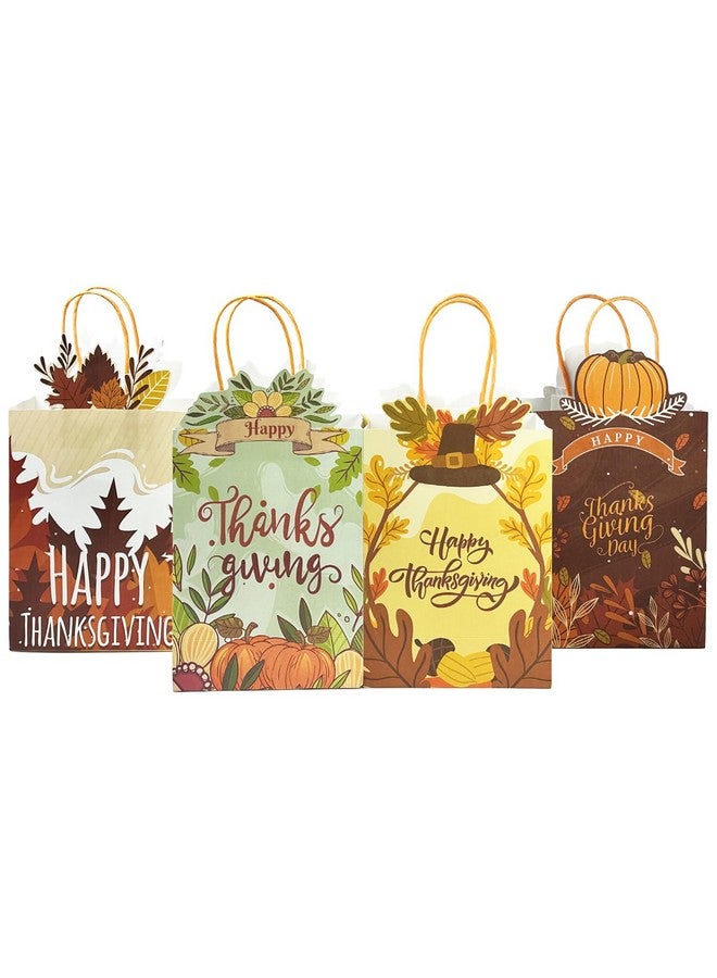 qiqee 24-Packs Thanksgiving Paper Gift Bags with Handles Bulk 8.26×6×3.15 Inch Pumpkin Gift Bags Multiple Uses (Small Size) - Image 1