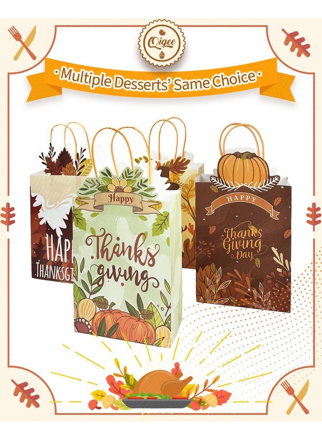 qiqee 24-Packs Thanksgiving Paper Gift Bags with Handles Bulk 8.26×6×3.15 Inch Pumpkin Gift Bags Multiple Uses (Small Size) - Image 2