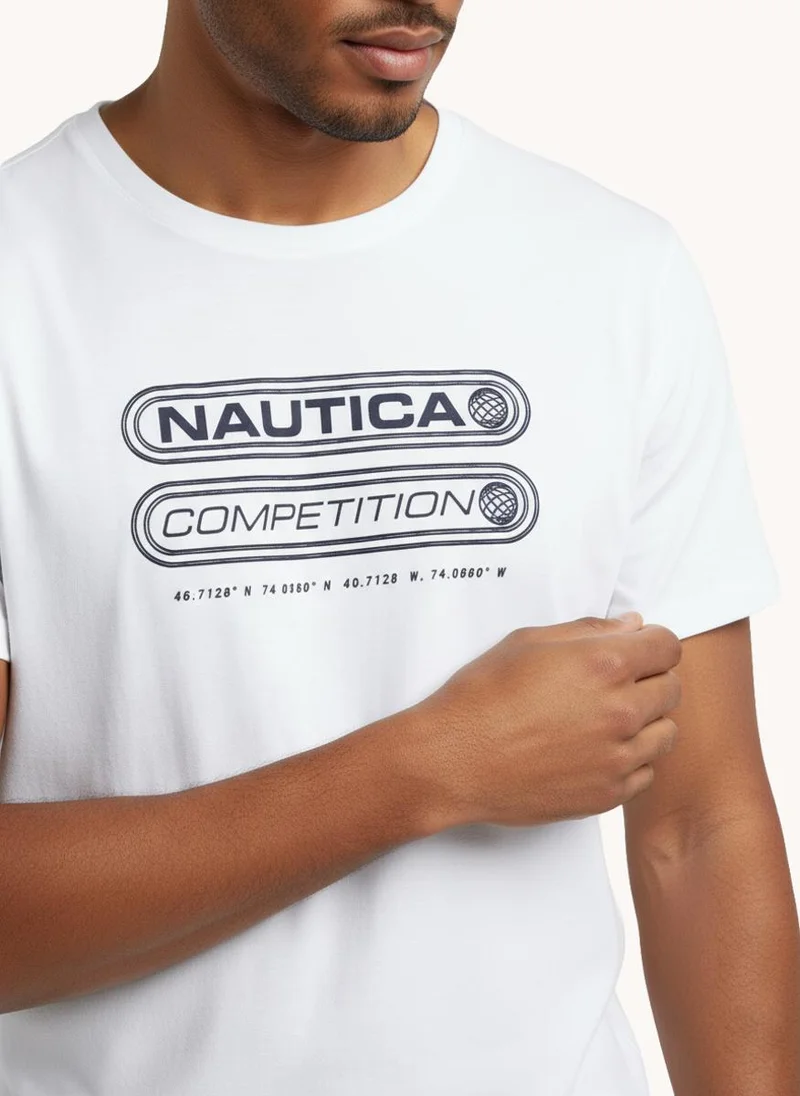 نوتيكا تيشيرت رجالي بأكمام قصيرة وطبعة