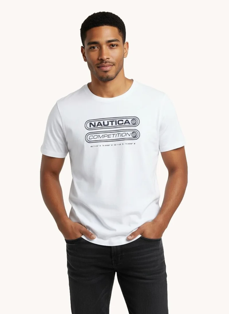 نوتيكا تيشيرت رجالي بأكمام قصيرة وطبعة