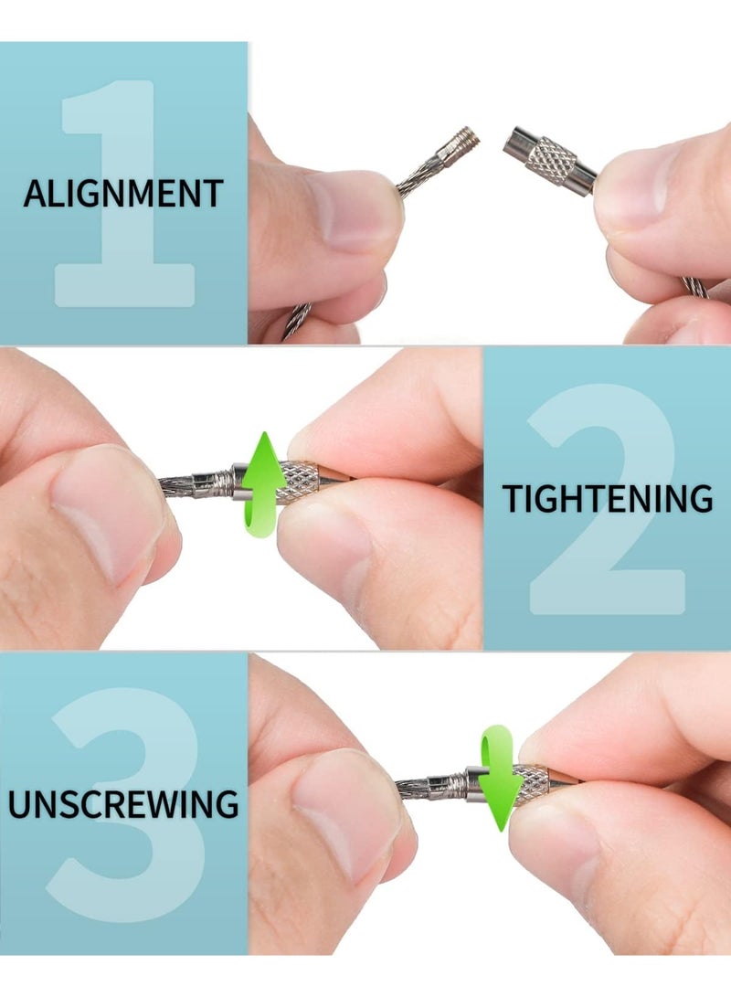 Pawfly 6 Inch Wire Keychain Cable Large Stainless Steel Key Ring Loop Holder for Outdoor Hiking Heavy Duty Connectable Luggage Tag Keeper for Sport and Travel, 25 Pack - Image 2