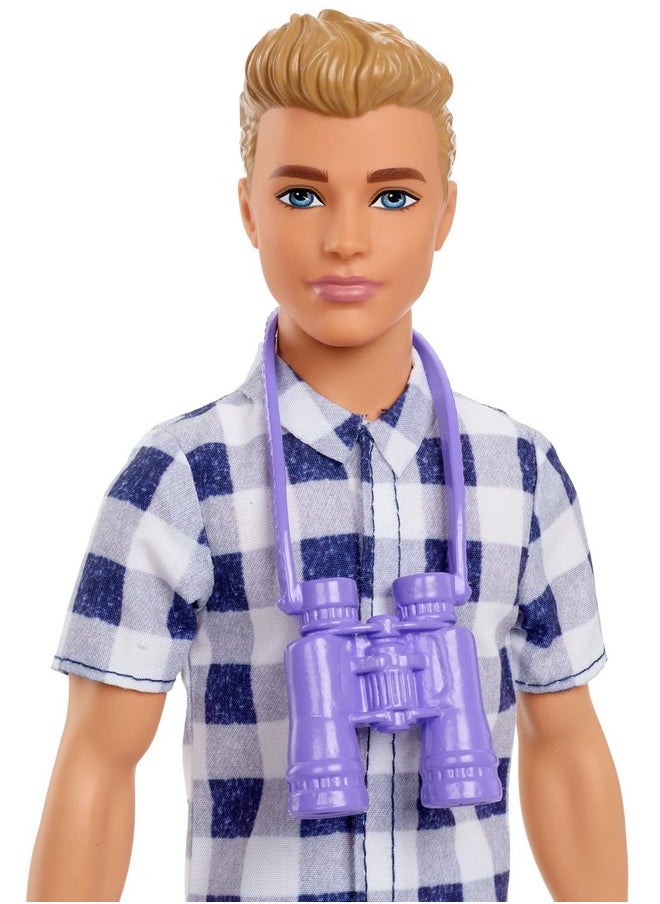 Barbie It Takes Two Doll & Accessories Camping Set With Cooler Map & More Blonde Ken Doll With Blue Eyes In Plaid Shirt  - Image 4