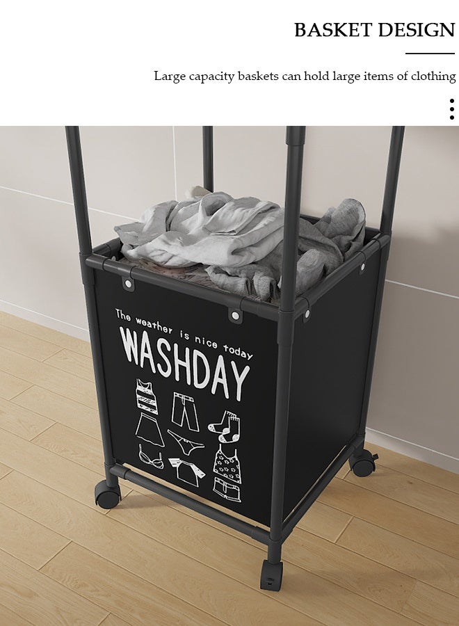 DUNISO Laundry Basket with 3 Tier Storage Shelf,Laundry Hamper with Wheels,Laundry Sort with Divided Bag for Laundry Room, Bathroom, Bedroom, Dorm, 42*32*130cm - Image 4