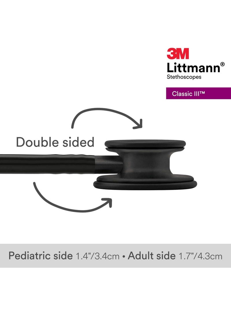 ليتمان سماعة طبية 3M Littmann Classic III أصلية – صدرية باللون الأسود، أنبوب أسود، طول 27 بوصة – ضمان سنتين - Image 4