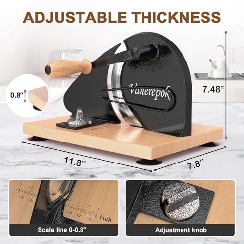 vanerepok Upgrade Manual Bread Slicer for Homemade Sourdough Bread, Classic Hand Crank Home Bread Slicer With Scale Line and Steel Fence, Sharp Blade, Adjustable Width for Homemade & Commercial Use - Image 4