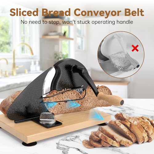 vanerepok Upgrade Manual Bread Slicer for Homemade Sourdough Bread, Classic Hand Crank Home Bread Slicer With Scale Line and Steel Fence, Sharp Blade, Adjustable Width for Homemade & Commercial Use - Image 2