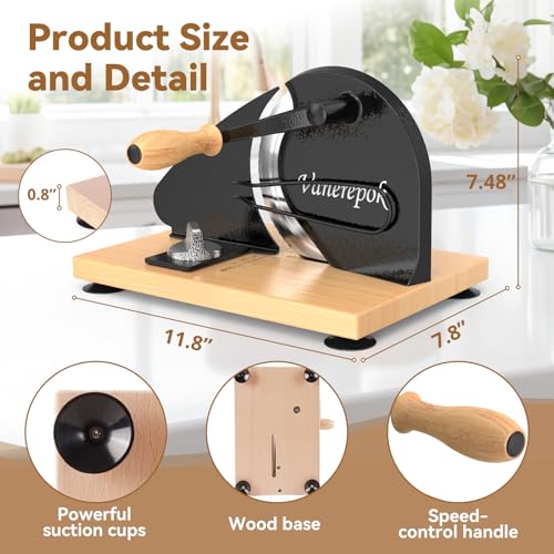 vanerepok Upgrade Manual Bread Slicer for Homemade Sourdough Bread, Classic Hand Crank Home Bread Slicer With Scale Line and Steel Fence, Sharp Blade, Adjustable Width for Homemade & Commercial Use - Image 3