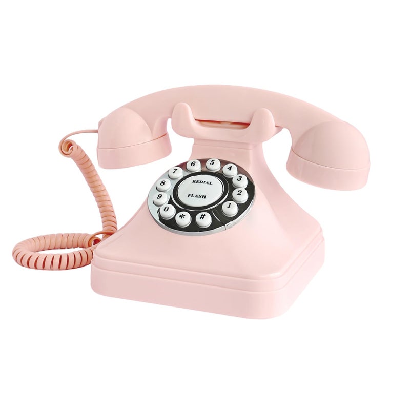 TelPal Corded Pink Retro Landline Home Phone Basic Pink Decorative Analog Telephone Set Senior Phone for HomeOfficeHotel - Image 2