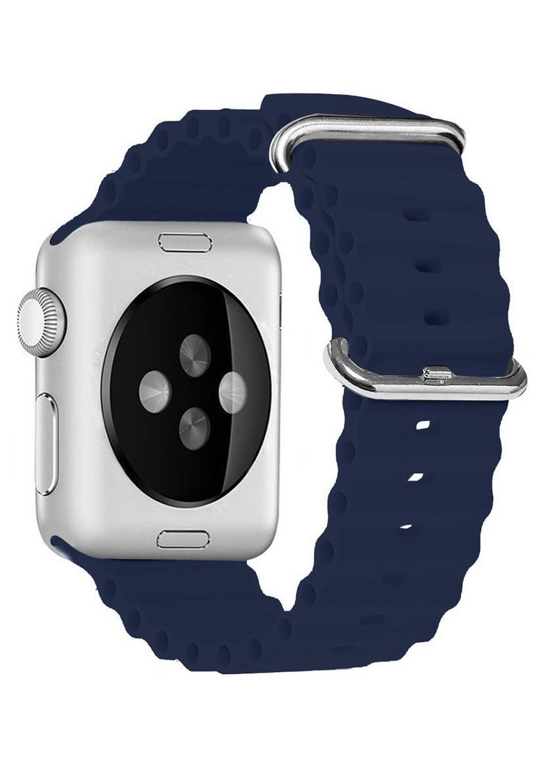 CATANES Apple Watch Ocean Band 49mm 45mm 44mm 42mm Soft Silicone Loop Strap for iWatch Series Ultra/8/7/SE/6/5/4/3/2/1 Dark Blue  - Image 2