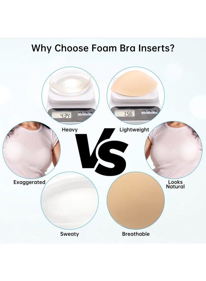 Nimiah Bra Inserts Breast Enhancers - 2 Pairs Push up Swimsuit Pads Add Cups Size Instantly Fits AB, C, D Cup, Beige, AB - Image 3