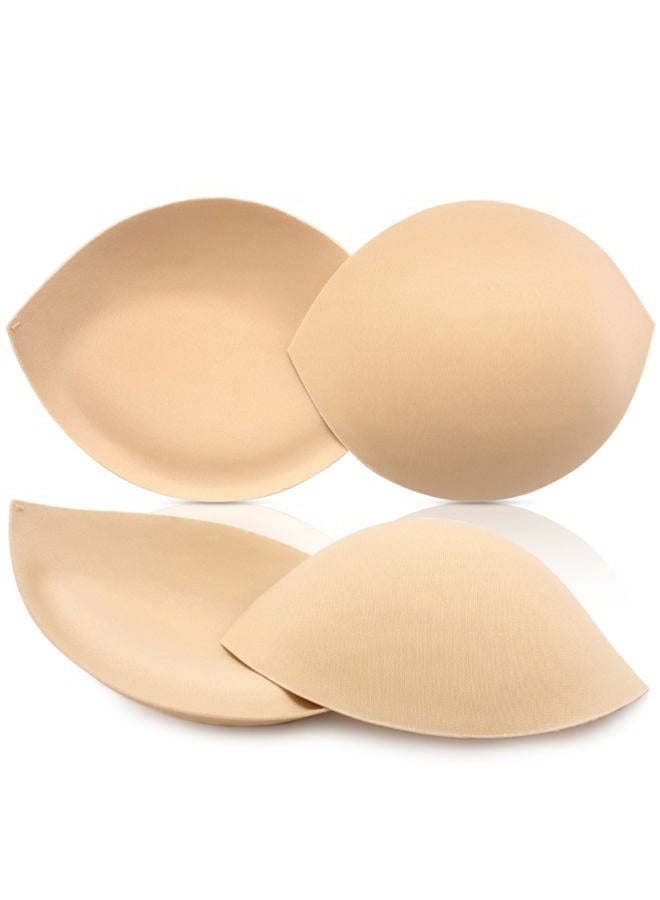 Nimiah Bra Inserts Breast Enhancers - 2 Pairs Push up Swimsuit Pads Add Cups Size Instantly Fits AB, C, D Cup, Beige, AB - Image 1