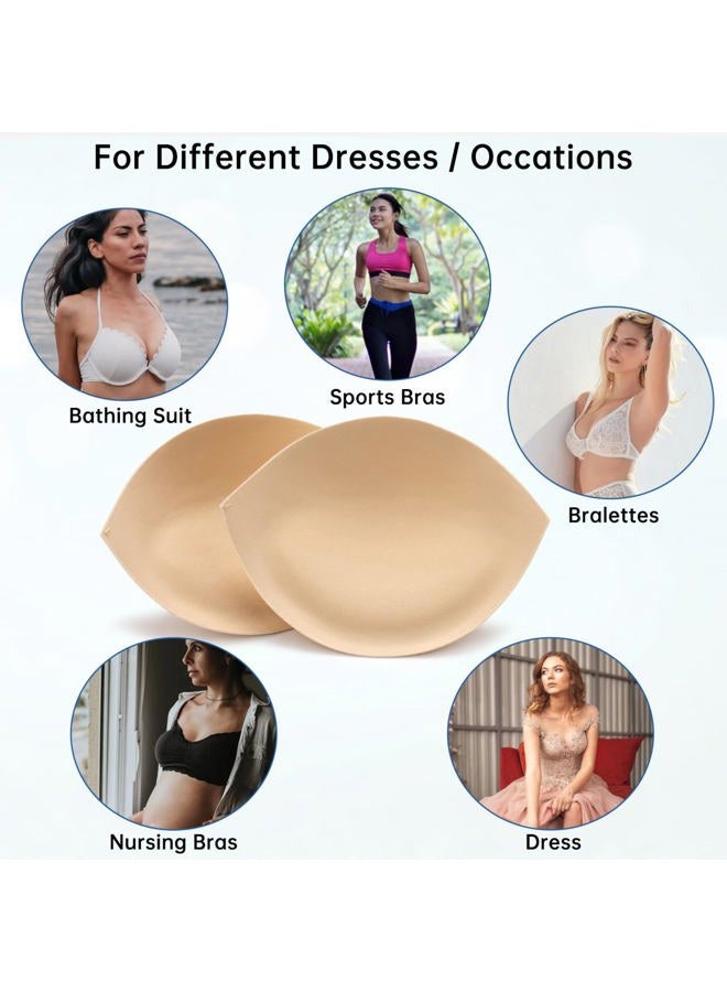 Nimiah Bra Inserts Breast Enhancers - 2 Pairs Push up Swimsuit Pads Add Cups Size Instantly Fits AB, C, D Cup, Beige, AB - Image 4