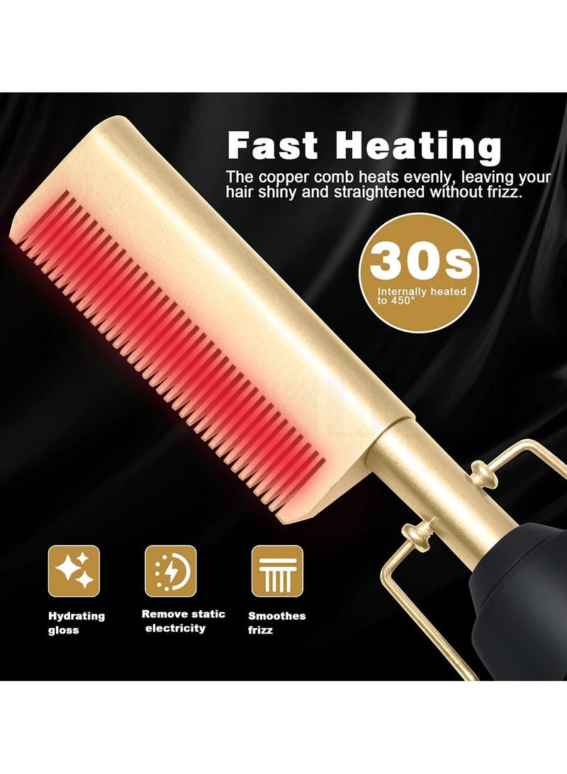 DubaiGallery Electric Heated Brush Fast Hair Straightener Hot Heating Comb Smooth Flat Iron Brush Multi-function Use Curling Iron  - Image 3