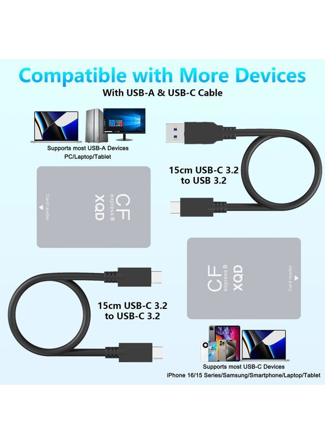 Rocketek CFexpress Type B/XQD/SD Card Reader, Aluminum Dual-Slot USB 3.2 (Gen 2) 10Gbps CF Express Card Adapter with USBC to USBC-A/C Cable,CFexpress Type B Card Memory Reader for Windows/Mac/Android/Linux - Image 5
