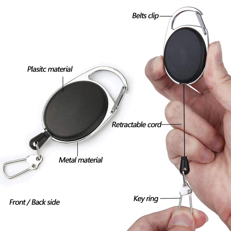 HiBD 6PCS Fishing Zinger Retractors with 360 Degree Rotation Buckle for Fishing Climbing Hiking Outdoor Sports - Image 3