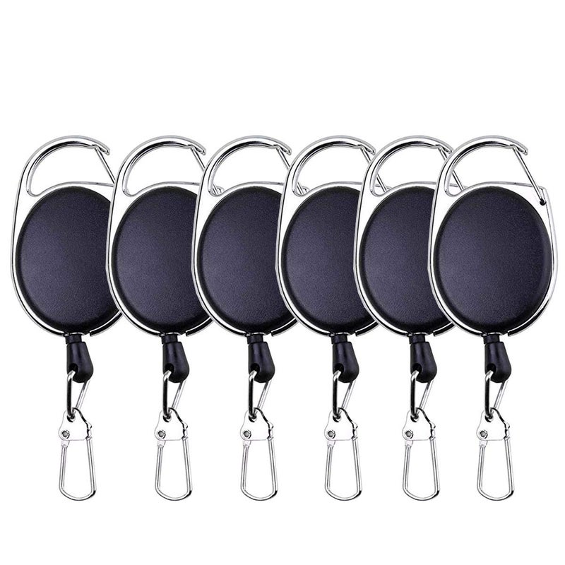 HiBD 6PCS Fishing Zinger Retractors with 360 Degree Rotation Buckle for Fishing Climbing Hiking Outdoor Sports - Image 1
