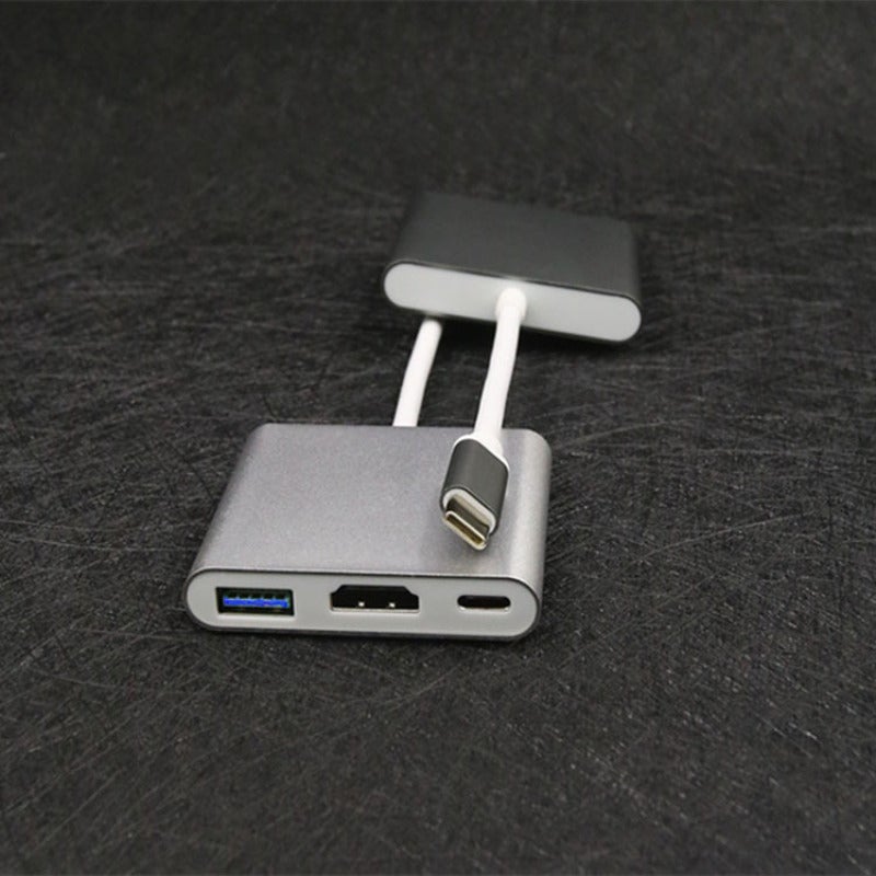TYPE-C to HDMI three-in-one 4K adapter cable converter type-c to hdmi+USB HD cable docking station Gold - Image 4