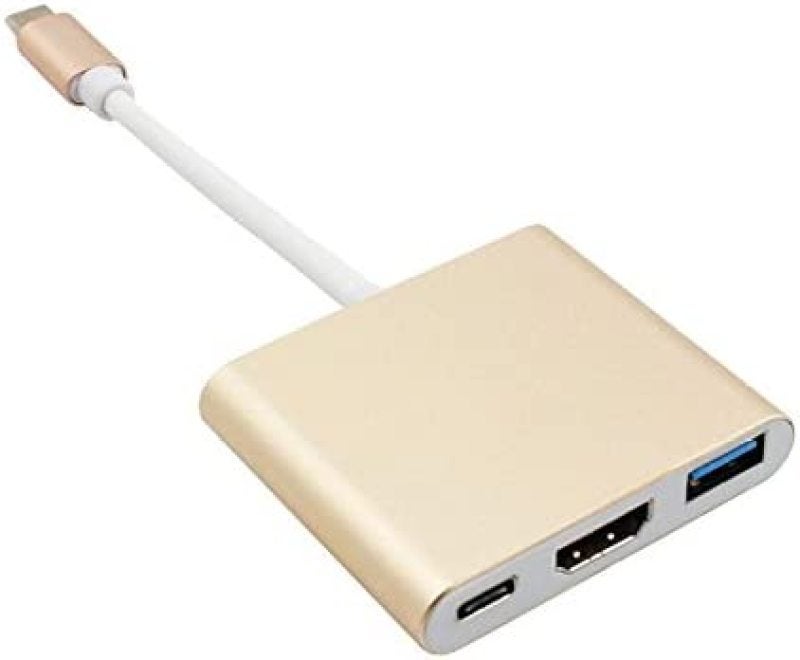 TYPE-C to HDMI three-in-one 4K adapter cable converter type-c to hdmi+USB HD cable docking station Gold - Image 1