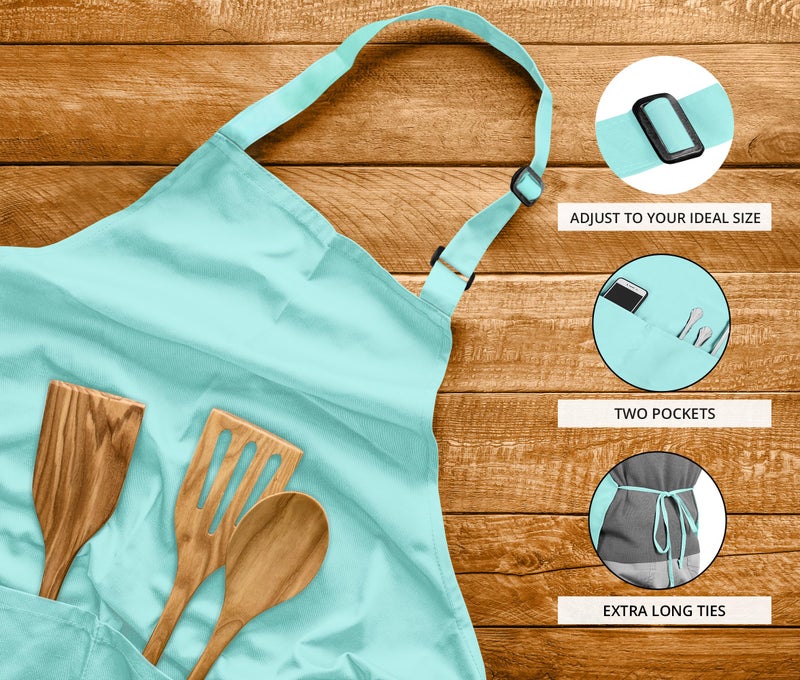 Utopia Kitchen مئزر مطبخ يوتوبيا 2 حزمة قابل للتعديل مع 2 جيب مقاوم للماء والزيت مئزر طهي للطهاة للنساء والرجال - Image 4