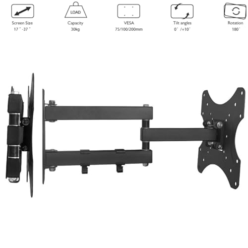 Gadget Wagon 17 to 32" Inches 180 Degree Swivel 15 Degrees tilt Full Motion Corner tv Wall Mount for LCD LED Plasma TV & Monitor - Image 4