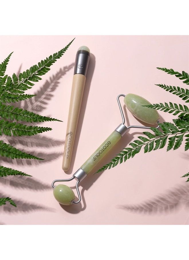 Ecotools - Beauty Skin Care Tool Jade Facial Roller and Eye Roller Duo, Face Roller and Massager, Skincare and Sculpting Tool, Reduces Under Eye Puffiness and Dark Circles, 2 Piece Set - Image 1