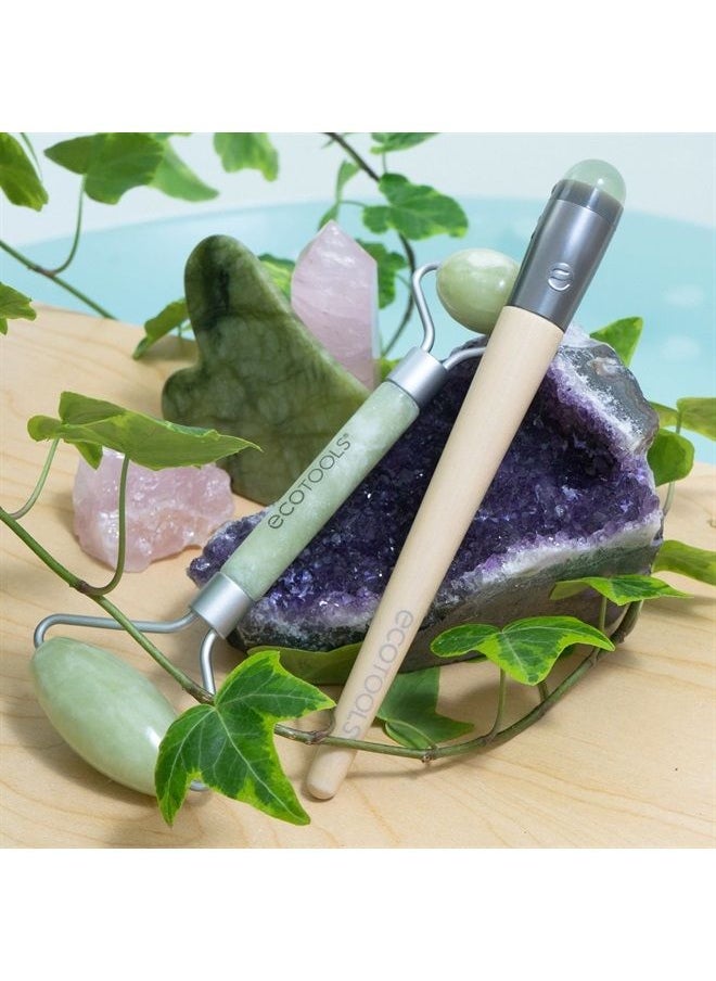Ecotools - Beauty Skin Care Tool Jade Facial Roller and Eye Roller Duo, Face Roller and Massager, Skincare and Sculpting Tool, Reduces Under Eye Puffiness and Dark Circles, 2 Piece Set - Image 1