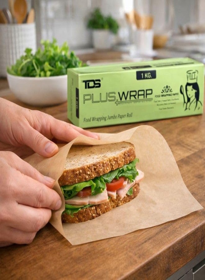 TDS PLUS WRAP لفافة ورق تغليف بني سادة من تي دي إس بلس، وزن 1 كجم، لتغليف الطعام، مناسبة للمخابز والمطابخ والمطاعم والوجبات الجاهزة، عبوة صديقة للبيئة - Image 4
