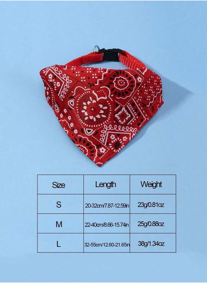 Generic Cute dog and cat collar with paisley design scarf in red, adjustable and made of durable fabric to ensure comfort for your pet. Size (cm22-40) Medium  - Image 4