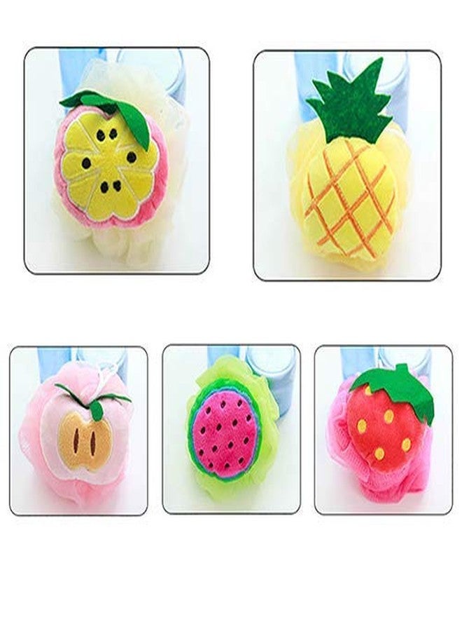 BWESOO Yellow Pineapple Soft Fruit Shape Bath Puff Body Foam Bubble Net Ball Body Scrubber Shower Sponge Pouf Loofahs Mesh Shower Ball Loofah Bath Sponge for Kids Adults Beauty Bathing Bath Sponges - Image 4