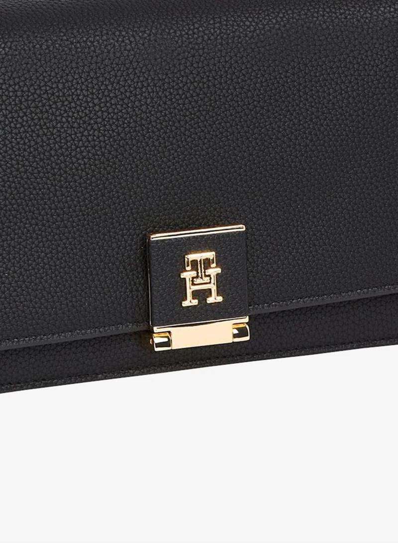 Tommy Hilfiger Black TH Monogram Flap Crossbody Bag for Women | Best Price UAE