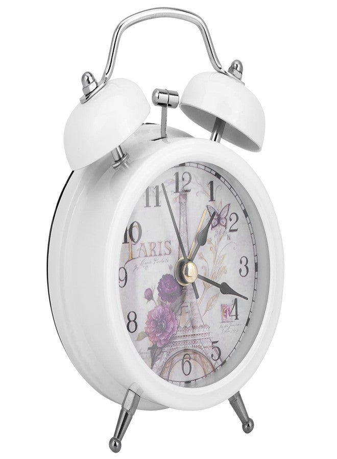 Garosa Alarm Clock for Bedroom, Classic Retro Ultra-Quiet Metal Quartz Clock with Backlight for Desk Cupboard Bedside Travel(White) - Image 5
