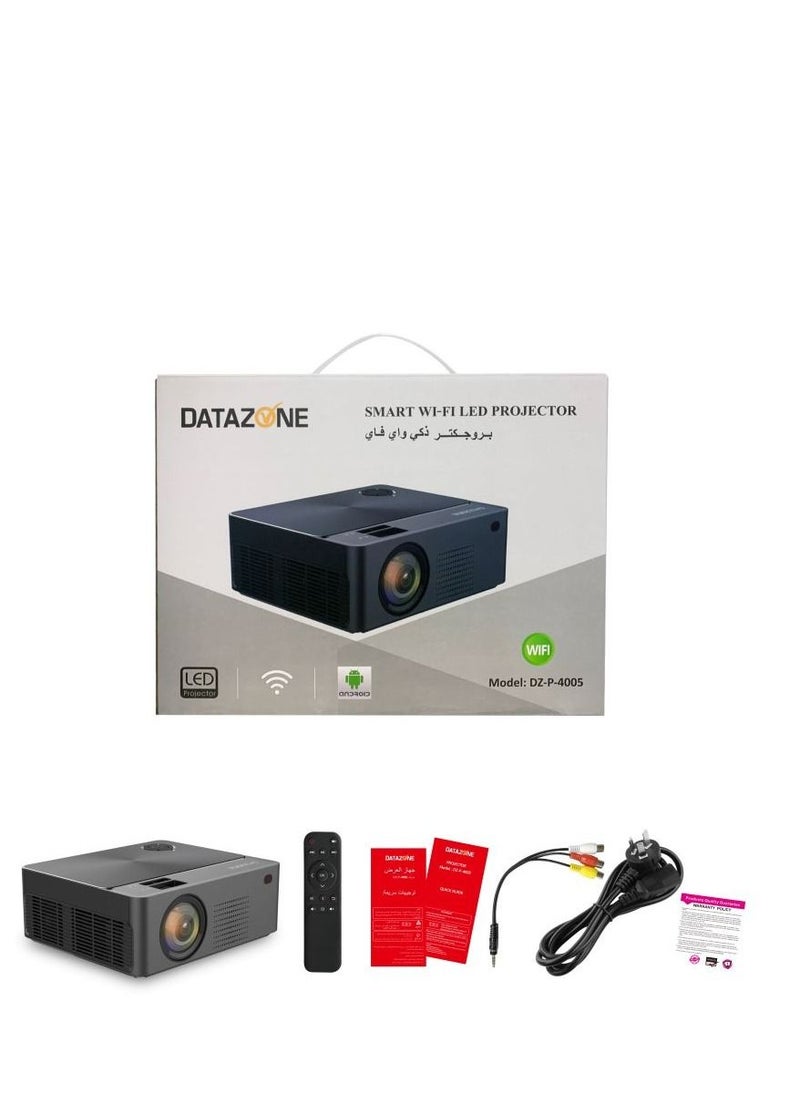 Datazone - Datazone WiFi Projector, Smart Bluetooth Projector Supports 1080P Video and Films, 2800 Lumens and 150-Inch Max Screen Compatible with iOS, Android, Windows, TV, PS5, Model 4005 - Image 1