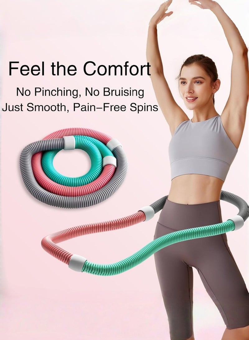 JoyousSto Weighted Soft Spring Hula Hoop for Adults,Spring Weighted Design Burns Fat, Shapes Waist, Back Friendly Workout,Foldable for Home and Travel, Portable Slimming Fitness Hoop for Weight Loss, Waist-Friendly Design,Silent - Image 2