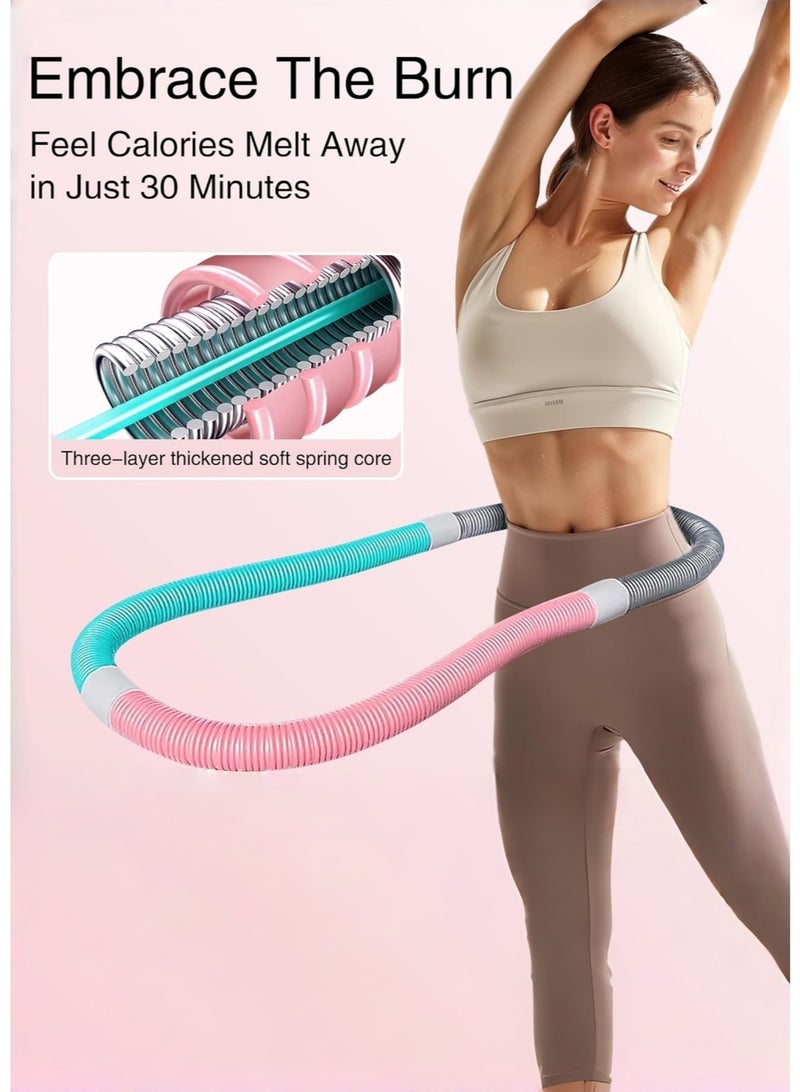 JoyousSto Weighted Soft Spring Hula Hoop for Adults,Spring Weighted Design Burns Fat, Shapes Waist, Back Friendly Workout,Foldable for Home and Travel, Portable Slimming Fitness Hoop for Weight Loss, Waist-Friendly Design,Silent - Image 5