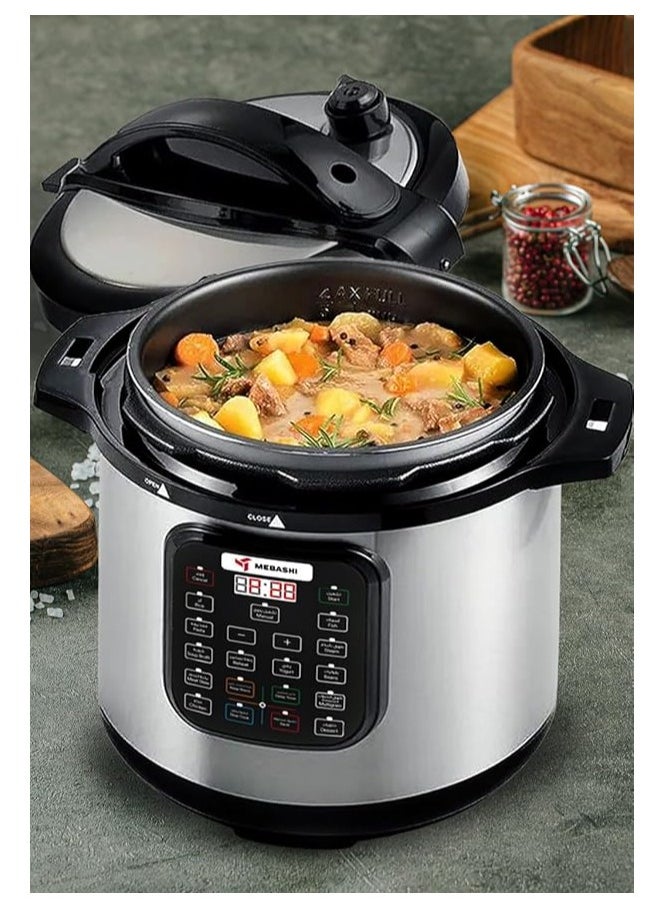 Mebashi MEBASHI Japan 1600W 12L Digital Electric Pressure Cooker 13-in-1 Multi-Function Cooker with Over 10 Safety Features - (1600W) Black (ME-PC812)  - Image 4