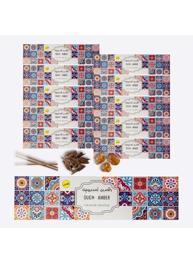 Sree Vani Sreevani Premium Oudh Amber Incense Sticks (Pack of 12) – Natural Oud Amber, Long-Lasting 23cm Sticks, 50g Each  – Luxury Arabic Home & Office Agarbatti - Image 1